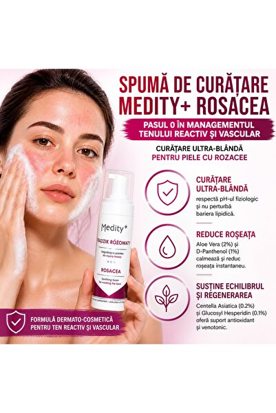 Medity+ Spumă de curățare pentru pielea cu rozacee