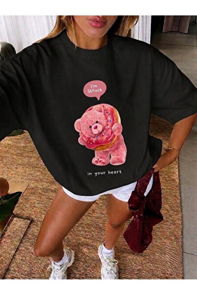 LELVANİ Unisex I'M Struck in Your Heart Sweet Bear Donut Bsskili T-Shirt