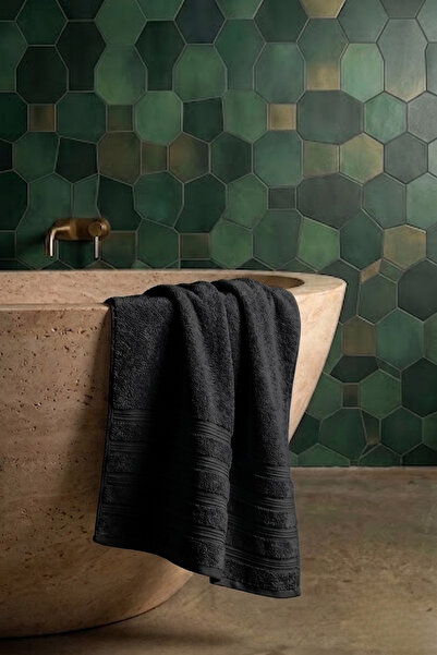 Seritaine Işıl Premium Bath Towel 70X140Cm - Black - 100% Cotton - 600 Gr/M2
