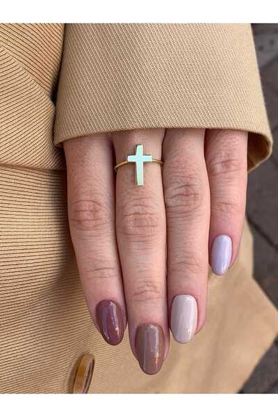 Maria's Ladybugs Inel Knuckle Cruce Argint suflat cu aur galben