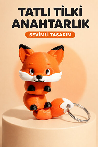 LINDES Hareketli Turuncu Tilki Figürlü Hareketli Anahtarlık – Çanta ve Anahta...