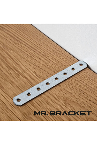 MR.BRACKET 10 ad. Düz Lama Gönye Köşe Bağlantı Demiri 1.5x12cm - Mobilya Raf Masa Sabitleme Birleştirme Aparatı