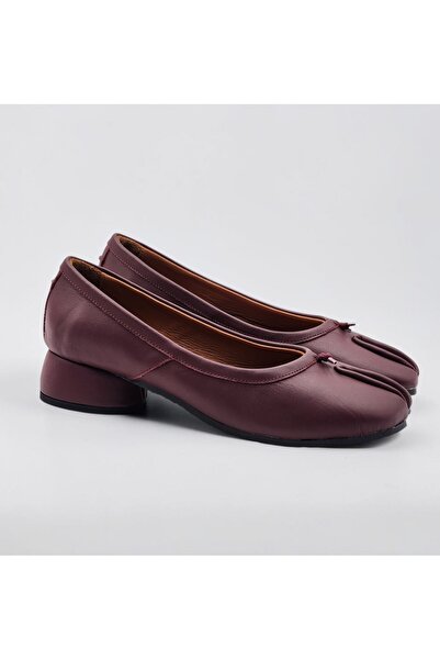 Ega ayakkabı Women's Genuine Leather Heeled Tabi Shoes