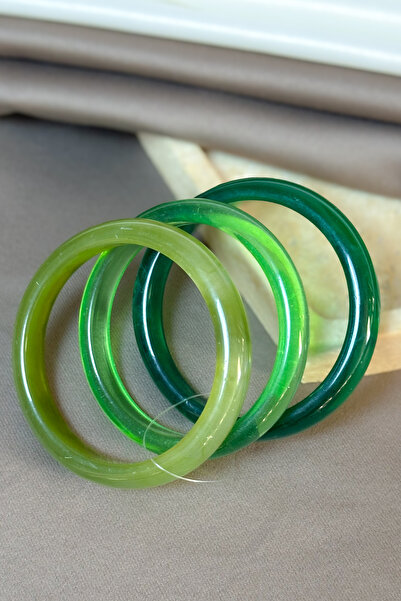 İthal Dore Collection Women's 3-Piece Jade Color Acrylic Bracelet Set - New S...
