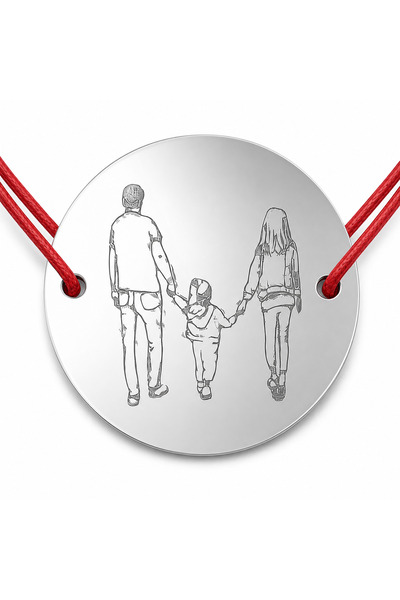 Simoshop Brățară din argint 925 cu pandantiv monedă cu familie și un copil, ș...