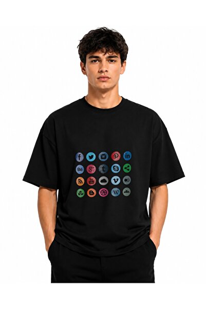 Inscriptie Tricou Unisex Bumbac Premium Casual " Butoane social media "