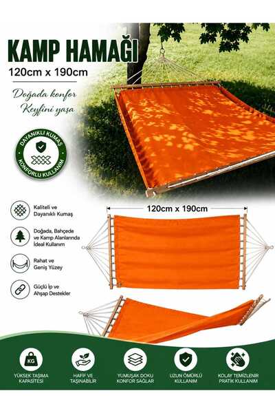 ASG KUMAŞ ÇİFT KİŞİLİK KAMP HAMAĞI – 120 x 190 cm Dayanıklı ve kaliteli kumaş...