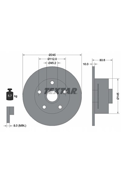 TEXTAR 98200-1543 PRO TARCZA HAM. AUDI T. A4 1.6-2.8 94-01 CU INEL ABS