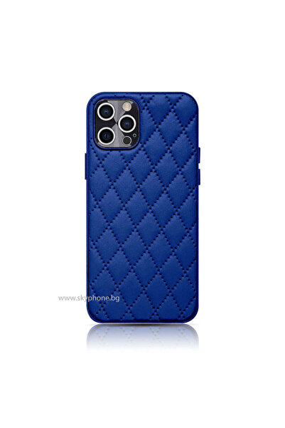 OEM Husă compatibilă cu iPhone 13 Pro Max, din piele, Alb - Albastru