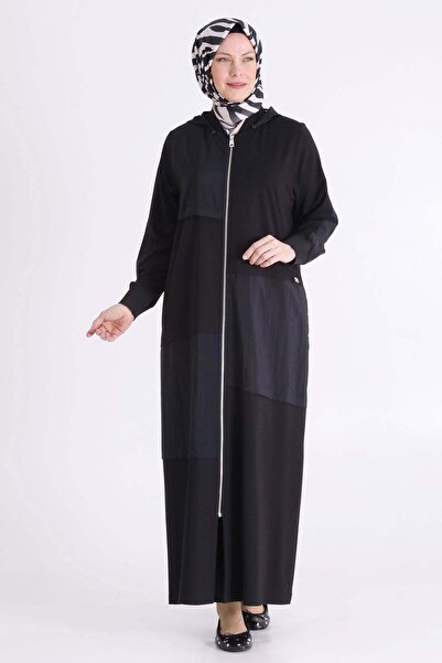 ottoman wear Behrem Büyük Beden Tesettür Ferace Siyah OTW28084