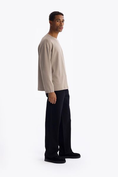 Hiccup GIESTO Tricou Bărbătesc Cu Mânecă Lungă Și Guler Rotund, Croială Relaxată