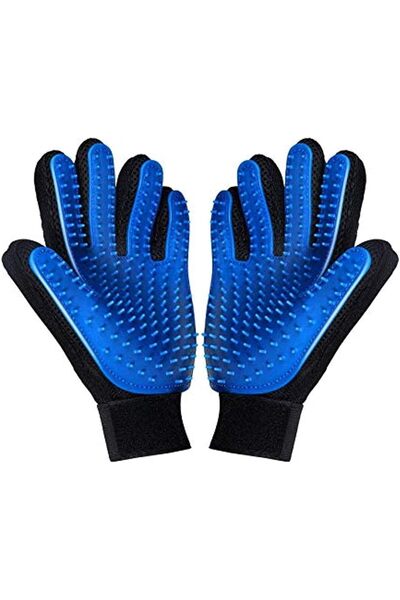 HXD Zoomlion Pet Grooming Gloves, Blue Silicone Hair Removal Brush, pack of o...