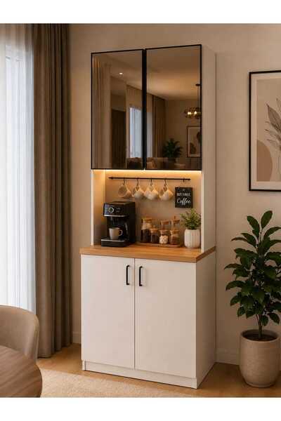Naturea Botanical Maison Cam Kapaklı Kahve Köşesi Dolabı