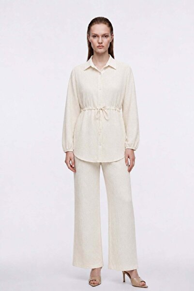 HAKKE Crinkle Shirt Pants Woven Top and Bottom Set