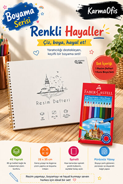 Faber Castell Painting Series White 25X35 cm 40 Sheets Drawing Pad and Faber-...