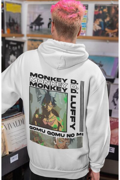 SEVBANO هودي قطني ممشط كبير الحجم للجنسين مطبوع عليه One Piece Monkey D. Luff...