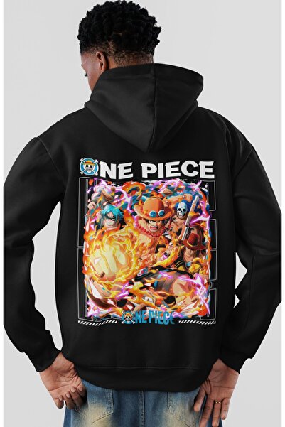 SEVBANO هودي قطني ممشط كبير الحجم للجنسين مطبوع عليه One Piece Monkey D. Luff...