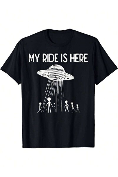 LİNA06 تي شيرت My Ride Is Here Vintage - تي شيرت برسومات مضحكة على شكل طبق طا...