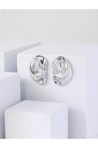 Jimmy Key Silver Color Spiral Shiny Modern Earrings