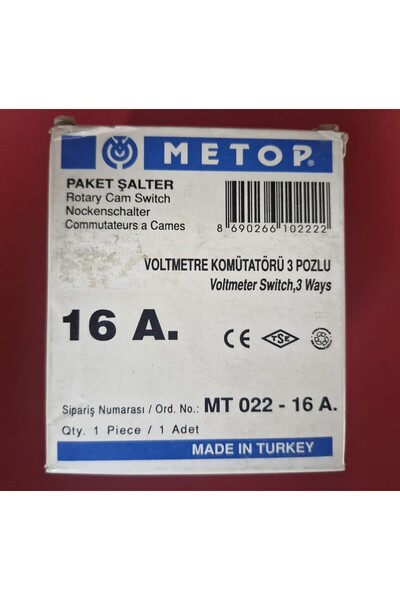 MT 022 16A. VOLTMETRE KOMİTATÖRÜ 3 POZLU