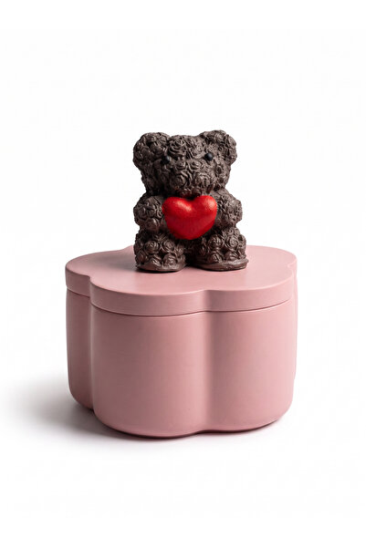 BELLATRİX ATÖLYE Decorative Box with Heart-Shaped Teddy Bear Figure and Lid, ...