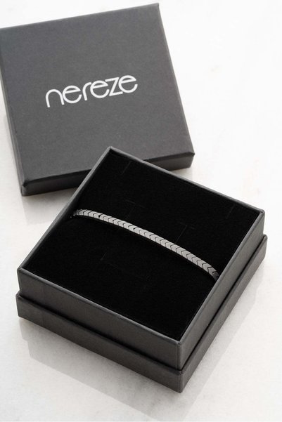 Nereze Tiny Arrow Design Hematite Natural Stone Macrame Men's Bracelet