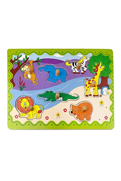 Sunman Puzzle din lemn, Animale din safari, 7 piese