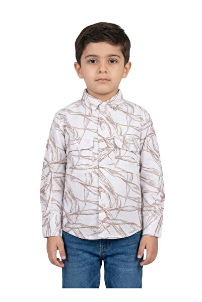 Babyqlo Boys Brown Leaf Printed Casual Shirt