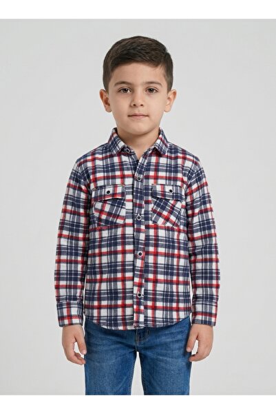 Babyqlo Boys Navy Red Checkered Casual Shirt