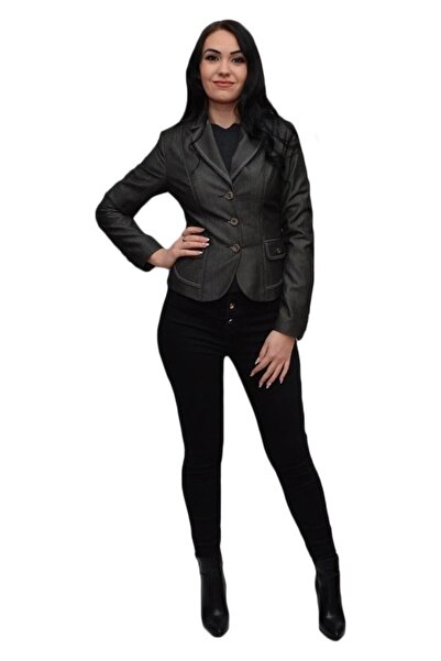 OEM Sacou de culoare gri, cu cusaturi colorate de design, model casual