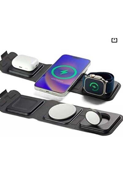 Generic 3-in-1 Travel Charger with MagSafe - Magnetic Wireless Charging Hub -...