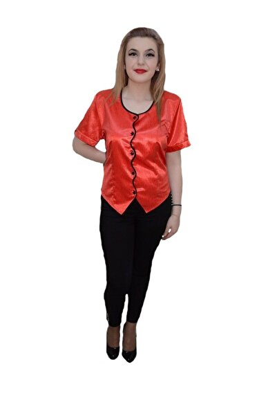OEM Bluza rafinata, nuanta de rosu, inchidere cu nasturi