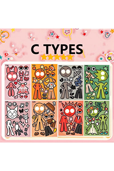 Choice3 C Types 8Sheets Cool Sprunkie Stickers Sprunkie Make A Face Sticker M...
