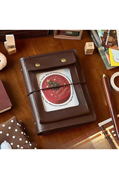 choice2 A7 Brown shell Korean Retro Polka Dot Notebook Caramel A7 Loose Leaf ...