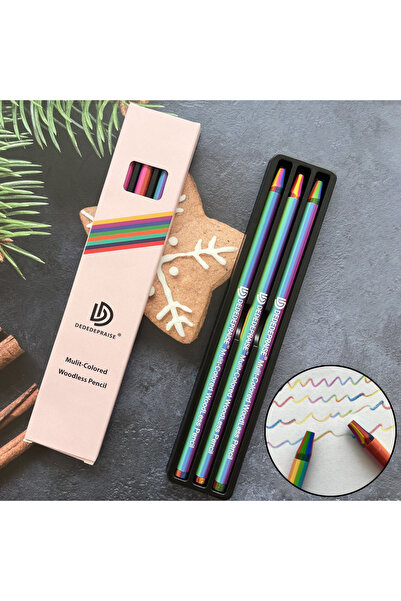 Choice 3pcs set 3pcs Set Woodless Rainbow Pencils 8 Colors in 1 Multi-color P...