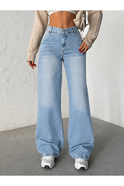 blue wings denım co. Ice Cream High Waist Side Pocket Loose Leg Jeans