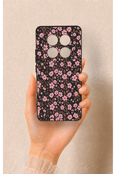 Vip Case Redmi Note 14 Pro 5G Uyumlu Mini Pembe Çiçek Desenli Silikon Kılıf