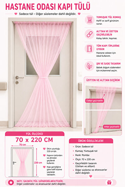 HAPPYLOOPPARTY Pink Tulle Hospital Room Door Decoration 70X220 cm Girl Baby B...