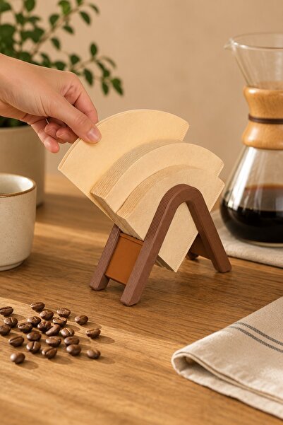 craftopya Dekoratif Filtre Kahve Kağıdı Standı - V60 Filtre Kağıdı Tutucu Organizer - Kahve Köşesi Aksesuarı