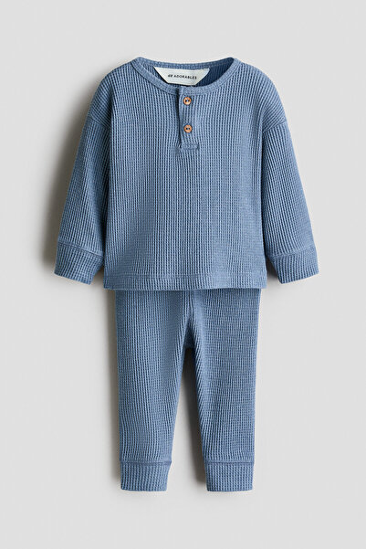 H&M 2 Parçalı Petek Dokulu ve Pamuklu Set
