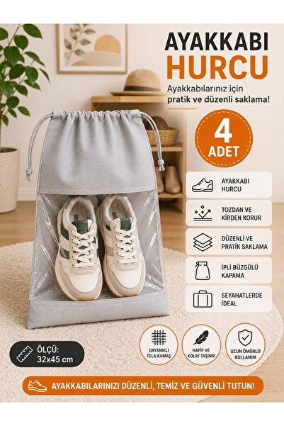 Spartek home textile 4 komada torbe za odlaganje cipela sa prozorom i vezicam...