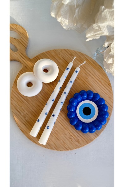 Nazar Boncuk Desenli Şamdan Mum Bubble Bardak Altlığı 5’li Set
