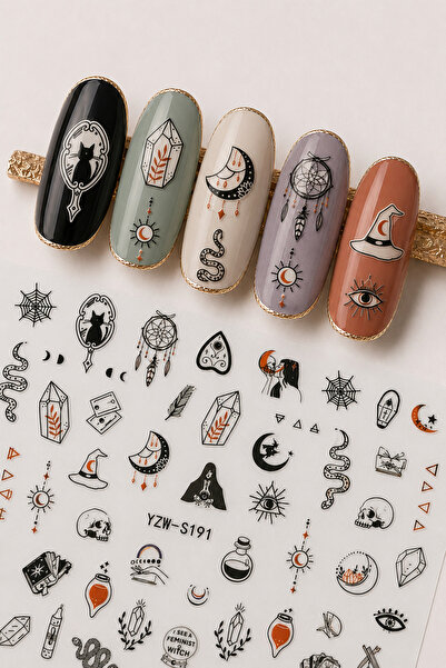 Sibelon Nail Art Sticker Kendinden Yapışkanlı Tırnak Dövmesi Takma Tırnak Süs...