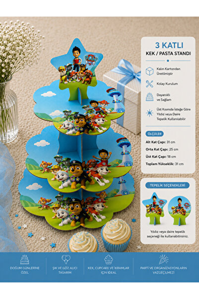 essen party Paw Patrol Köpek Devriyesi Temalı 3 Katlı Karton Kek Cupcake Stan...