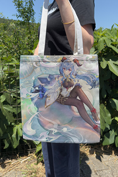 ZipZap Ganyu Genshin Impact V5 Double-Sided Canvas Print Tote Bag Anime Bag