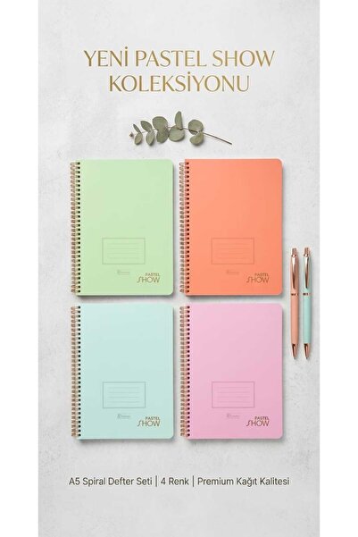 ALPA STORE Keskin Color Pastel Show 14.8*21 cm 96 Yaprak Çizgili Plastik Kapa...