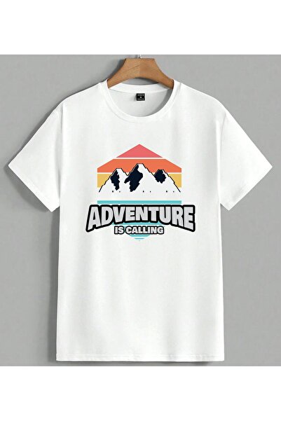 ELFERA Adventure Calling Dag Tasi Printed Unisex Oversize T-Shirt White