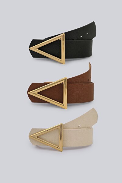 Milleniva Triangle Gold Buckle Thick Women's Belt Set 4.5 cm