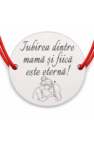 Simoshop Brățară argint 925 cu bănuț mamă și fiică, șnur reglabil — cadou