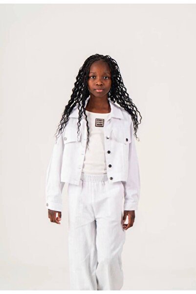GİYİCEM TEKSTİL Girl's Casual and Formal Lino Linen Jacket 1557
